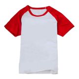 Sublimación en blanco de poliéster camiseta Raglan con manga de colores para las mujeres