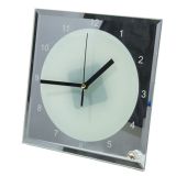 7.8" x 7.8" Sublimation Blank Mirror Edge Glass Photo Frame with Clock