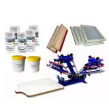 Adjustable 4 Color 1 Station Screen Printing Kit Minitrim Press Printer & Tools
