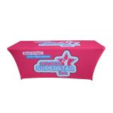 Professional High Quality Trade Show 8ft Spandex Stretch Table Throw with Custom Graphic