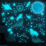 899 PCS Glow in Dark Stars and Moon Wall Decals, DIY Glow in The Dark Stars for Ceiling, Nursery Room and Home Decoration