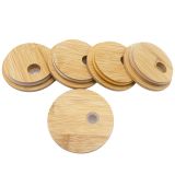 500 Pack Bamboo Jar Lids Reusable Seal Lids with Removable Silicone Rings