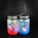 6pcs 16oz/500ml Sublimation Blanks Frosted Gradient Mason Jar w/ LED Waterproof Solar Lid and Metal Handle