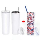 25pcs 20oz Taperless Sublimation Blank Skinny Tumbler Stainless Steel Insulated Water Bottle Double Wall Vacuum Travel Cup With Sealed Lid and Straw (White)