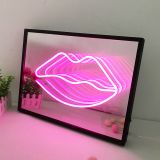 3D Magic Infinite rectangle Mirror Multi-layer  Lips Neon Mirror Sign