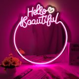 LED neon Hello Beautiful mirror light Size-23.2 X 25.6inches